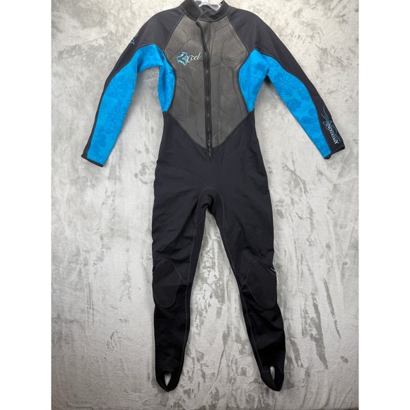 Xcel Hawaii Other - Xcel Hawaii Xpedition Wetsuit Womens 8 Black Blue Floral Front Zip Tri-Density